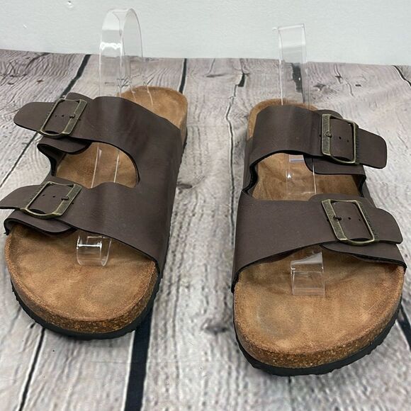 Nautica Men’s Sandals Slip on with wide two straps and buckle size 11 Brown - Picture 1 of 12